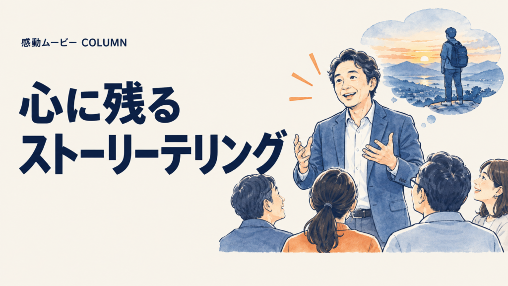 心に残る。ストーリーテリング。記事テーマを表した人物イラスト