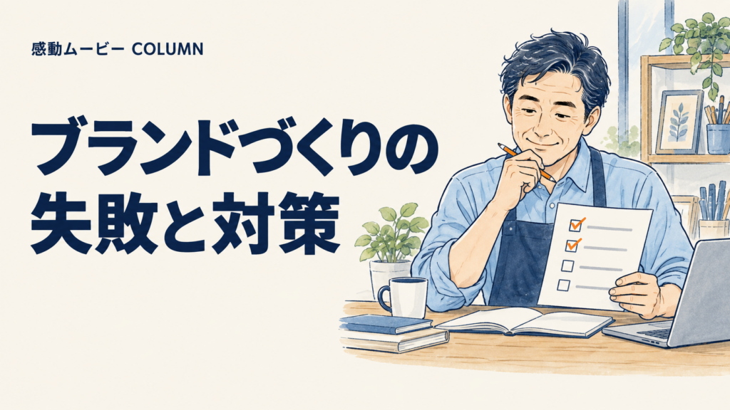 ブランドづくりの。失敗と対策。記事テーマを表した人物イラスト