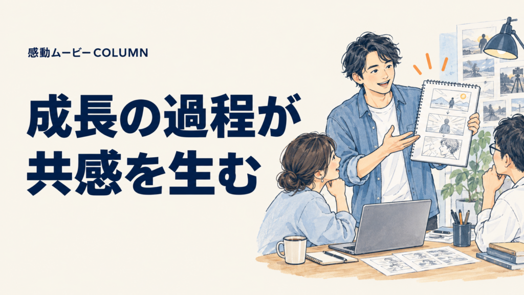 成長の過程が。共感を生む。記事テーマを表した人物イラスト