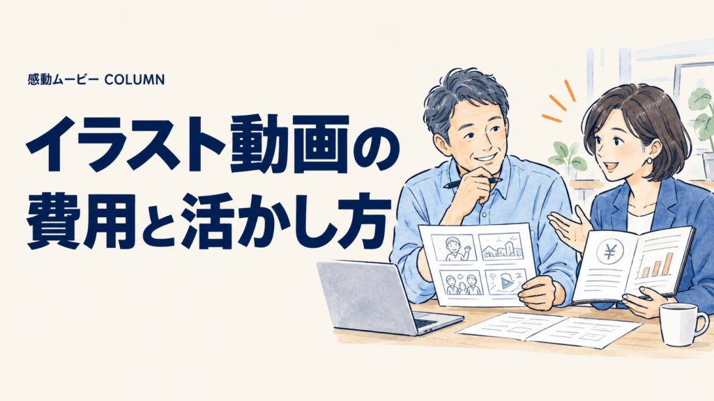 イラスト動画の。費用と活かし方。記事テーマを表した人物イラスト