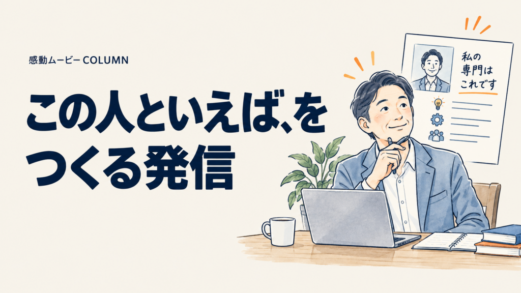 この人といえば、を。つくる発信。記事テーマを表した人物イラスト