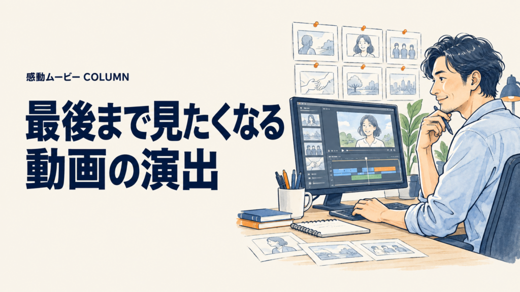 最後まで見たくなる。動画の演出。記事テーマを表した人物イラスト