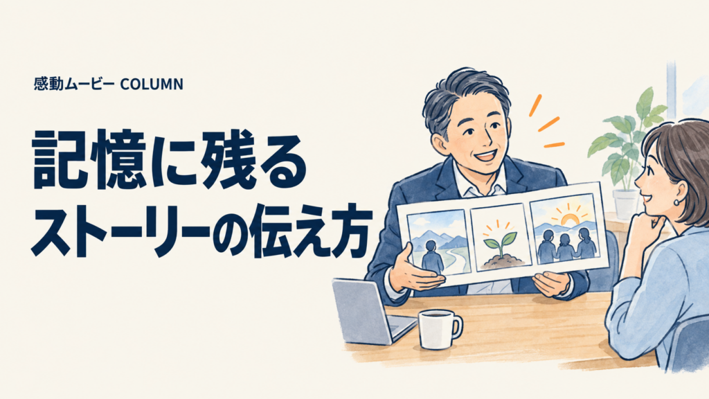 記憶に残る。ストーリーの伝え方。記事テーマを表した人物イラスト