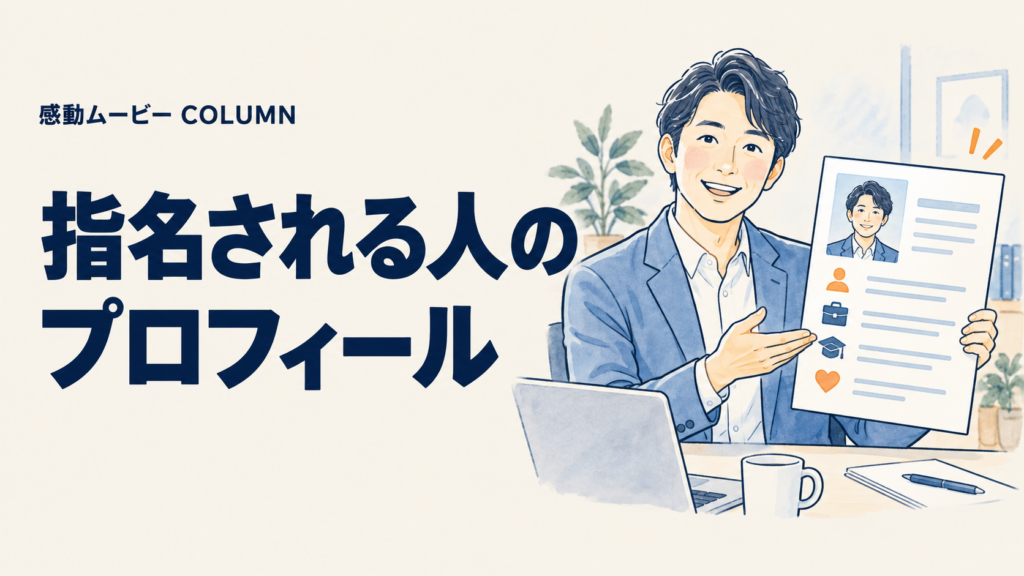 指名される人の。プロフィール。記事テーマを表した人物イラスト