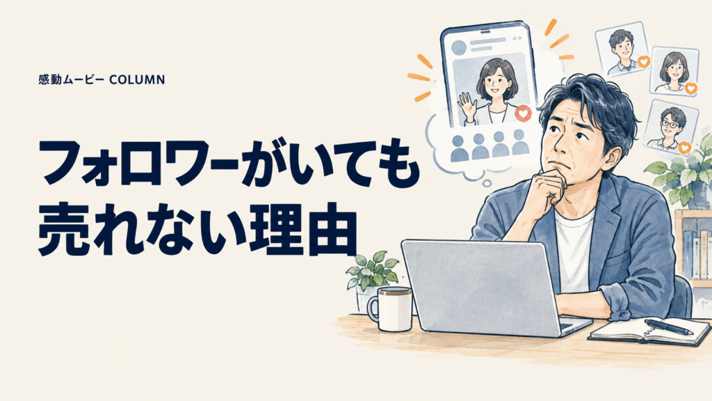 フォロワーがいても。売れない理由。記事テーマを表した人物イラスト
