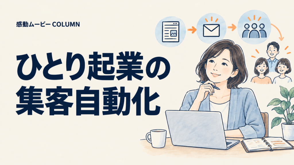 ひとり起業の。集客自動化。記事テーマを表した人物イラスト
