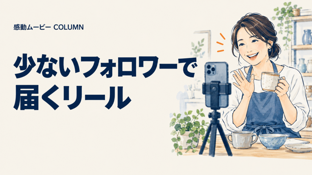 少ないフォロワーで。届くリール。記事テーマを表した人物イラスト