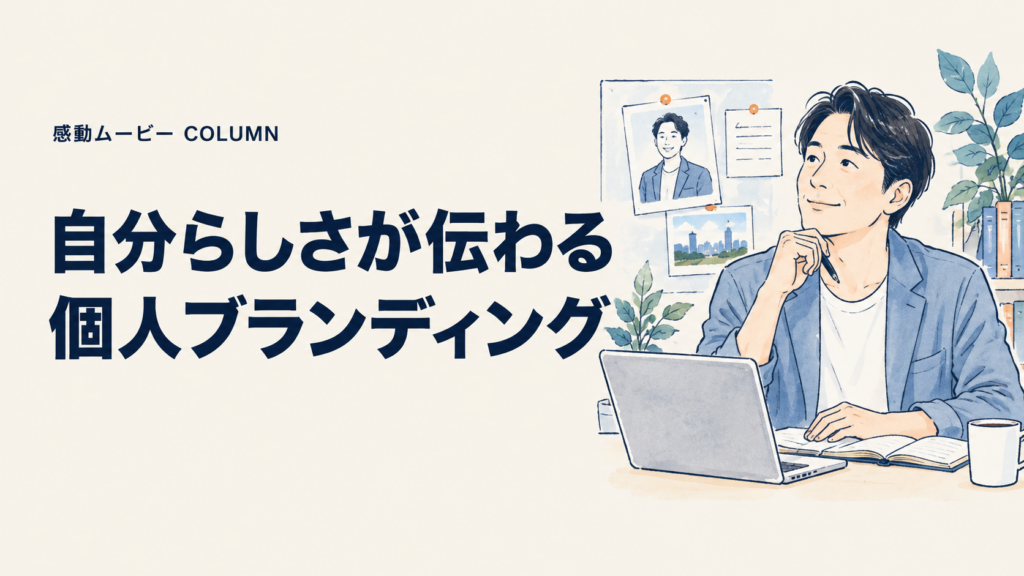 自分らしさが伝わる。個人ブランディング。記事テーマを表した人物イラスト