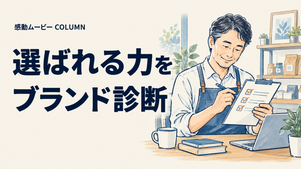 選ばれる力を。ブランド診断。記事テーマを表した人物イラスト